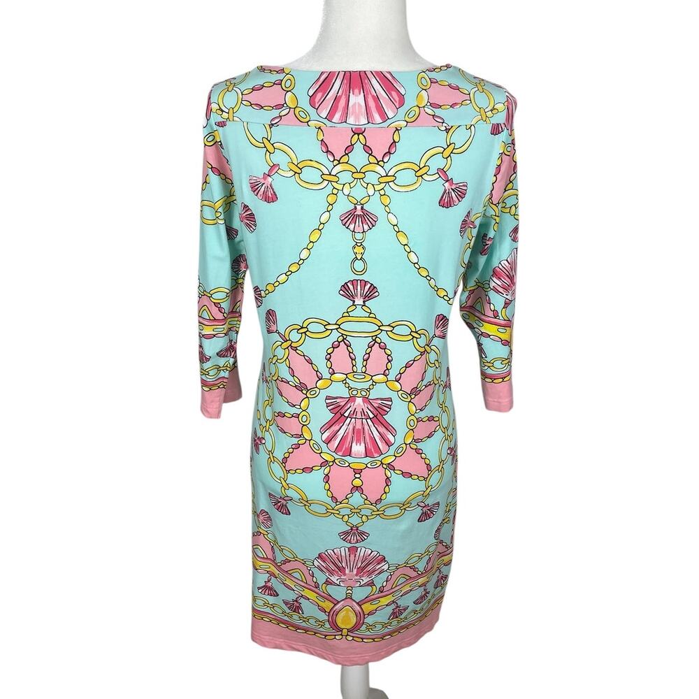 Barbara Gerwit Printed Dress Shells Chains Resort Wear Coastal Women's Sz Medium - Picture 7 of 15